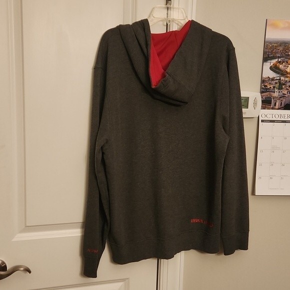 Under Armour Men's Gray & Red Zip-Up Hoodie Sweatshirt Size L - Picture 6 of 8